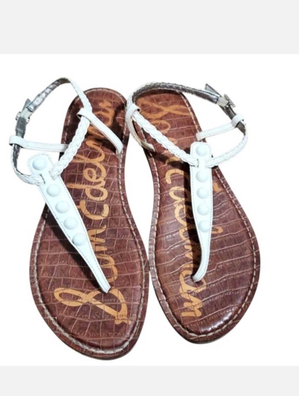Sam Edelman White Studded Gigi Thong Sandals 8.5